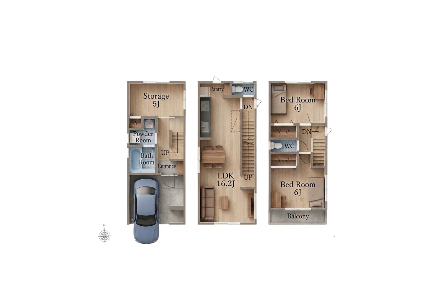 【間取図】2SLDK+pantry